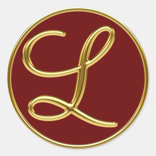 Monogram L in 3D goud Ronde Sticker (Voorkant)