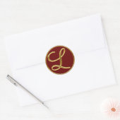 Monogram L in 3D goud Ronde Sticker (Envelop)