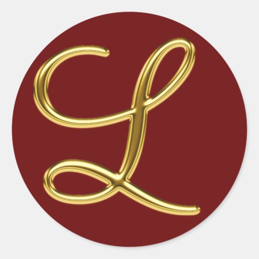 Monogram L in 3D goud Ronde Sticker (Voorkant)