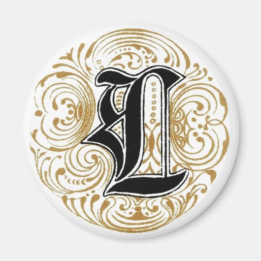  monogram "L" in goud Magneet (Voorkant)