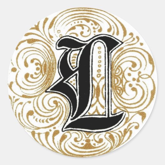  monogram "L" in goud Ronde Sticker (Voorkant)