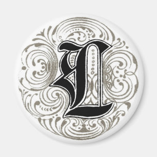 monogram "L" in grijs Magneet