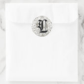  monogram "L" in grijs Ronde Sticker (Tas)