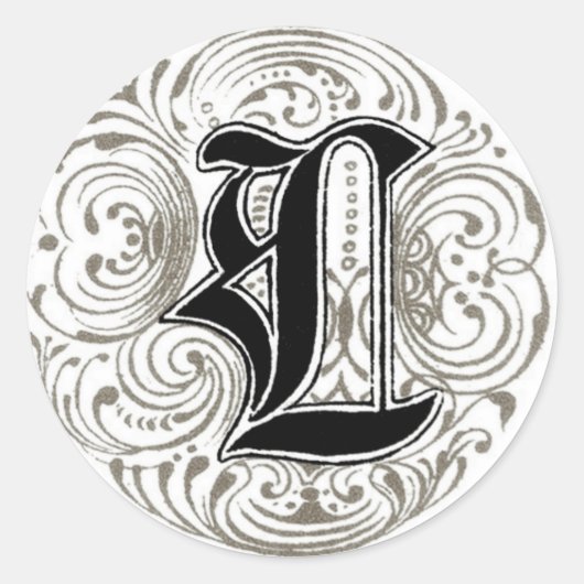  monogram "L" in grijs Ronde Sticker (Voorkant)