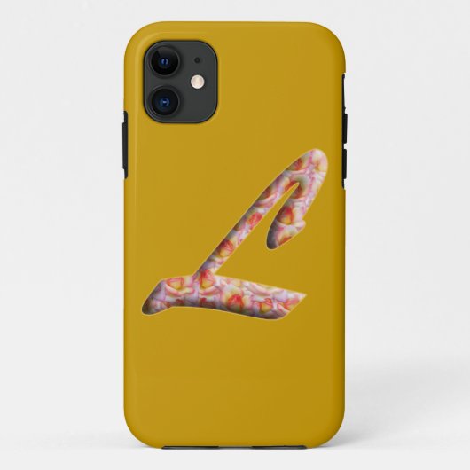 Monogram L in rozenpatroon Iphone 5 hoesje (Achterkant)