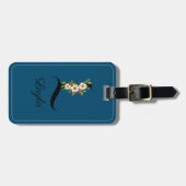 Monogram L kobalt waterverf bloem Bagagelabel (Voorkant horizontaal)