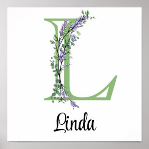 Monogram L Lavendel Eucalyptus kinderkamer  Poster