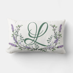 Monogram L Lavender Eucalyptus Kussen