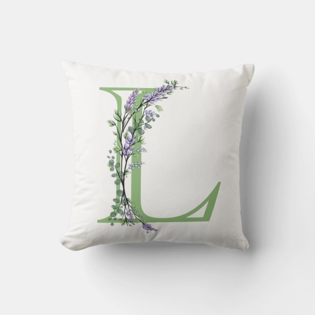 Monogram L Lavender Eucalyptus Kussen (Voorkant)