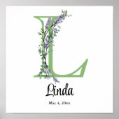 Monogram L Lavender Eucalyptus nursery Poster (Voorkant)