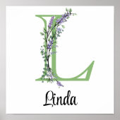 Monogram L Lavender Eucalyptus nursery Poster (Voorkant)