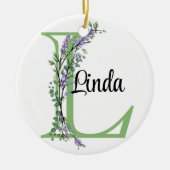 Monogram L lavender Eucalyptus poster Keramisch Ornament (Voorkant)