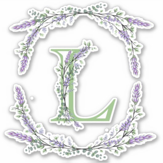 Monogram L Lavender Eucalyptus Sticker (Voorkant)