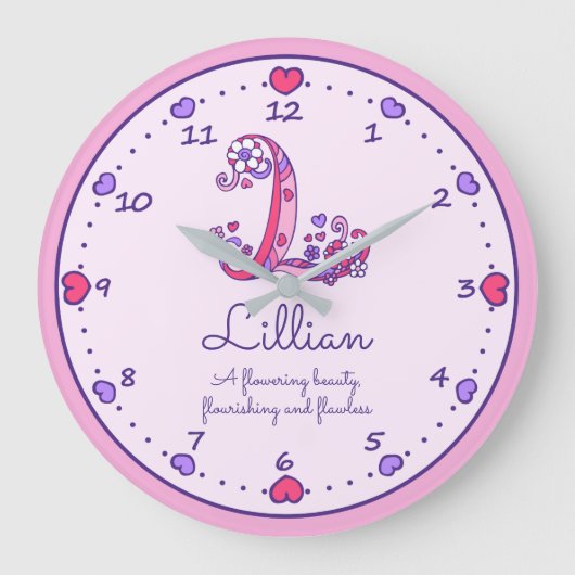 Monogram L Lillian harts name de klok (Voorkant)