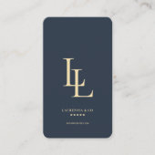 Monogram L Logo Donkerblauw Elegant Modern Visitekaartje (Voorkant)