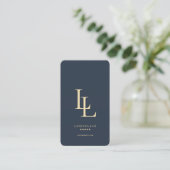 Monogram L Logo Donkerblauw Elegant Modern Visitekaartje (Staand voorkant)