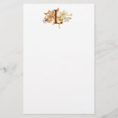Monogram L met Lilies Briefpapier (Voorkant)