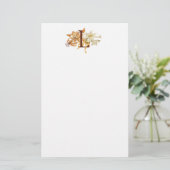 Monogram L met Lilies Briefpapier (Staand voorkant)
