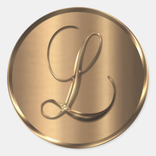 Monogram L NONMETALLIC Bronze Envelope Seal Ronde Sticker