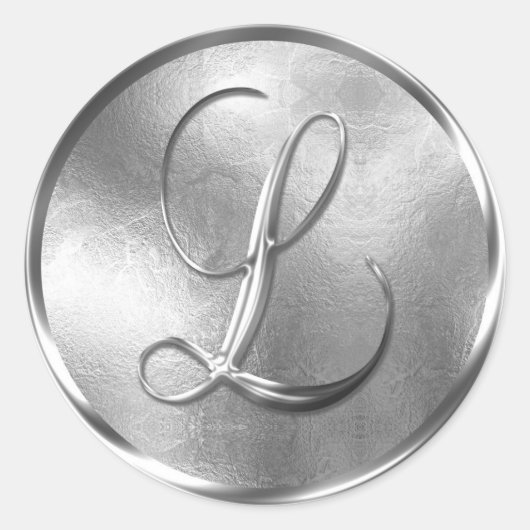 Monogram L NONMETALLIC Silver Envelope Seal Ronde Sticker (Voorkant)