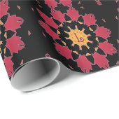 Monogram L Red Petals Wrapping Paper Cadeaupapier (Rol Hoek)