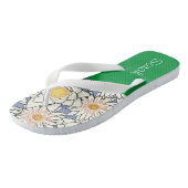 Monogram l Schattig bloemenmet kleurblok l Groen Teenslippers (Schuin)