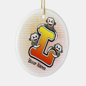 Monogram L Sock Monkey Keramisch Ornament (Rechts)