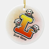 Monogram L Sock Monkey Keramisch Ornament (Voorkant)
