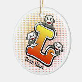 Monogram L Sock Monkey Keramisch Ornament (Links)