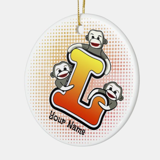 Monogram L Sock Monkey Keramisch Ornament (Links)