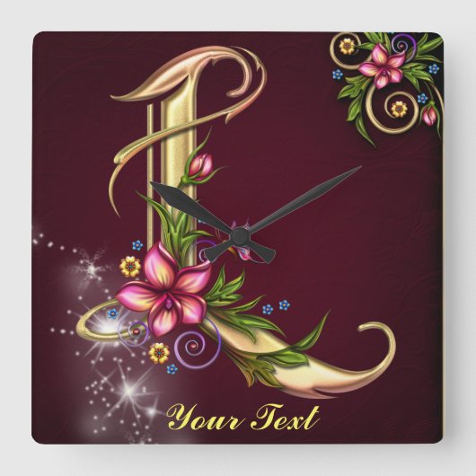 Monogram L-wandklok personaliseren Vierkante Klok (Voorkant)