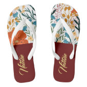  monogram l Waterverf floral l Bourgogne Teenslippers (Voetbed)