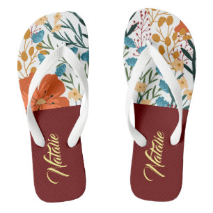  monogram l Waterverf floral l Bourgogne Teenslippers