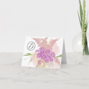 Monogram La Boca Rosa doorzichtige strik en boeket Bedankkaart