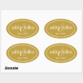 Monogram Label, Goud, Caroline Wedding Ovale Sticker (Vel)