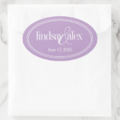 Monogram Label, Lavendel, Caroline Wedding Ovale Sticker (Tas)