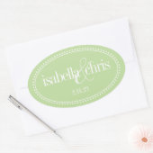 Monogram Label, Mint, Caroline Wedding Ovale Sticker (Envelop)
