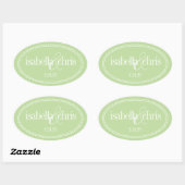 Monogram Label, Mint, Caroline Wedding Ovale Sticker (Vel)