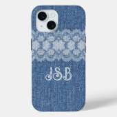 Monogram Lace Denim iPhone / iPad hoesje (Achterkant)