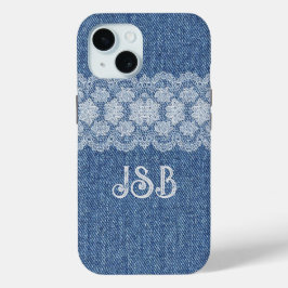 Monogram Lace Denim iPhone / iPad hoesje