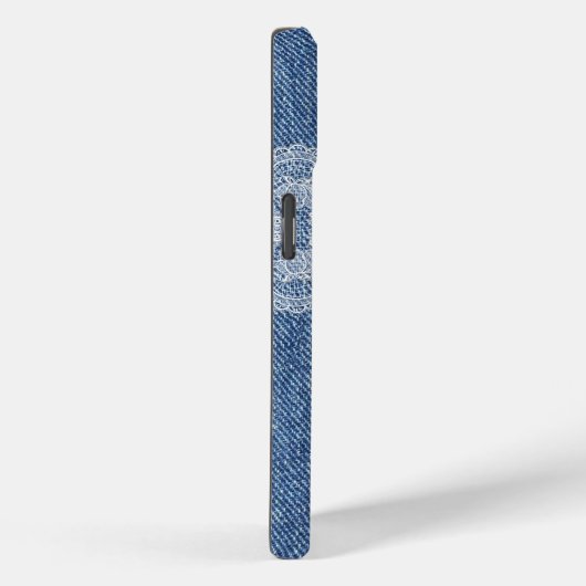 Monogram Lace Denim iPhone / iPad hoesje (Achterkant / Rechts)