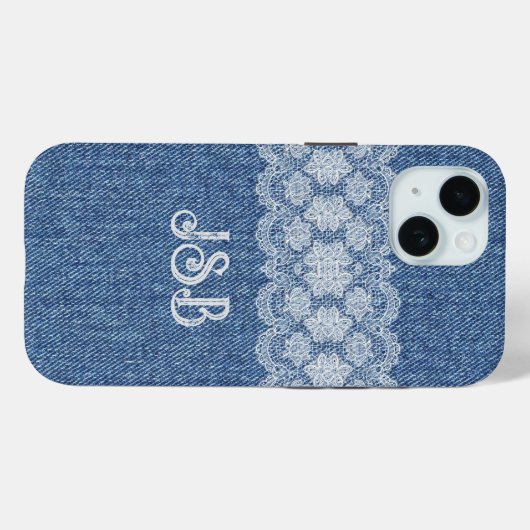 Monogram Lace Denim iPhone / iPad hoesje (Achterkant (horizontaal))