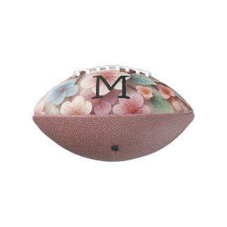 Monogram lace floral pink pastel cherry blossom  american football