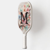 Monogram lace floral pink pastel cherry blossom pickleball paddle (Links)