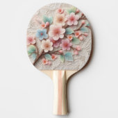 Monogram lace floral pink pastel cherry blossom tafeltennisbatje (Achterkant)