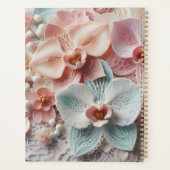 Monogram lace floral pink pastel orchid flowers planner (Achterkant)