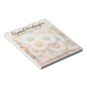 Monogram lace floral pink white blue daisies  notitieblok (Schuin)