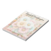 Monogram lace floral pink white blue daisies  notitieblok (Linkerzijde)