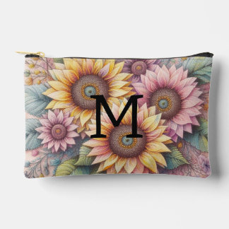 Monogram lace floral pink yellow orange sunflowers etui