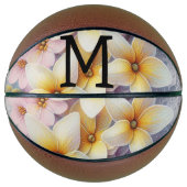Monogram lace pink and yellow Spring flowers  Basketbal (Voorkant)